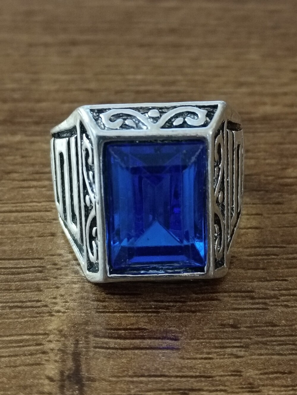 blue square stone ring
